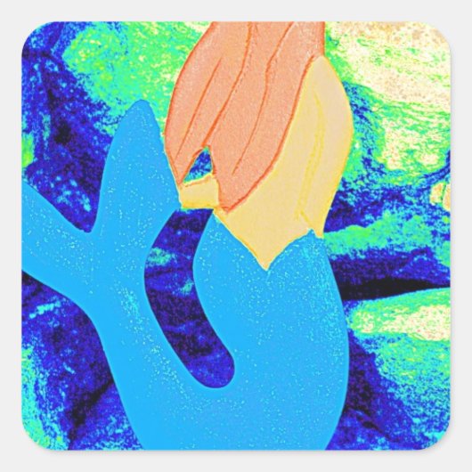 blauwstaartzeemeervormig ontwerp vierkante sticker (Voorkant)