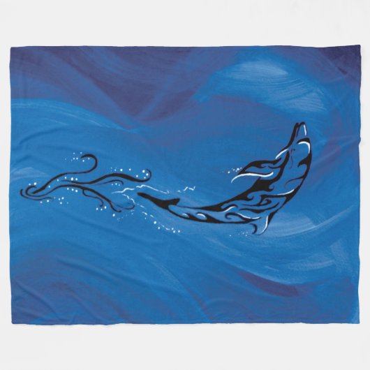 Blauwstamdolfijn Fleece Deken (Voorkant (Horizontaal))