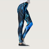 Blauwste oceaangolven, donkerblauw Abstract Leggings (Rechts)