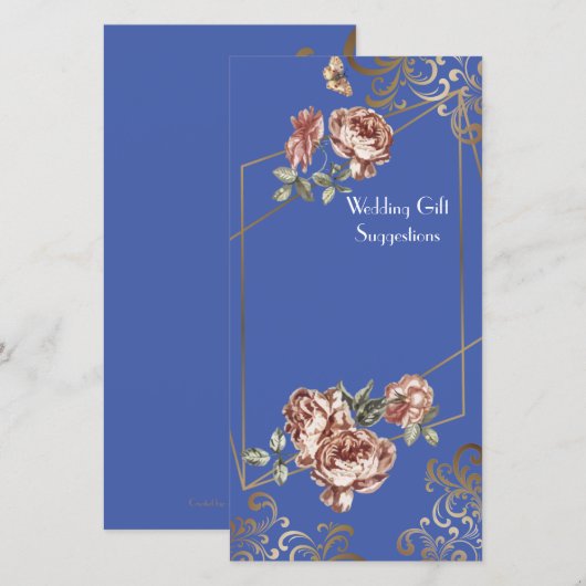 Blauwstraal van bloemige huwelijksgeschenk suggest bedankkaart (Voorkant / Achterkant)