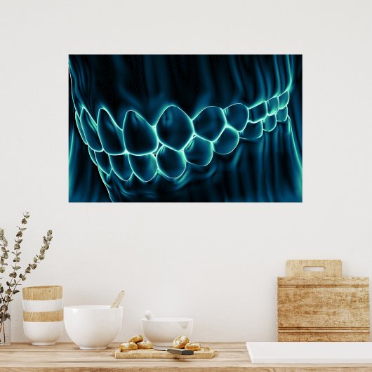 Blauwtaartje en tandvlees Dentist Orthodontist Pos Poster (Keuken)