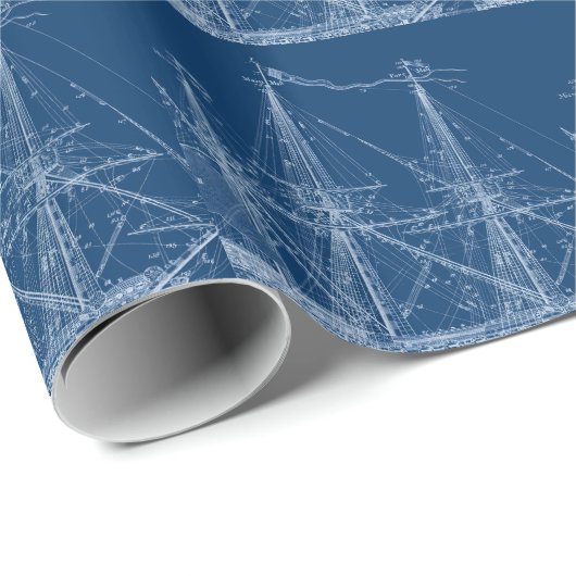 Blauwtallen die schepen verzorgen cadeaupapier (Rol Hoek)