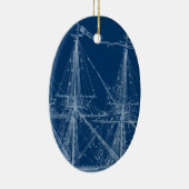 Blauwtallen die schepen verzorgen keramisch ornament (Rechts)