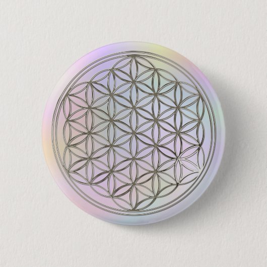 Blauwte des lebens / bloem | zilverpastell ronde button 5,7 cm (Voorkant)