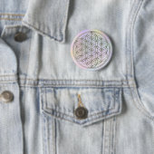Blauwte des lebens / bloem | zilverpastell ronde button 5,7 cm (In situ)