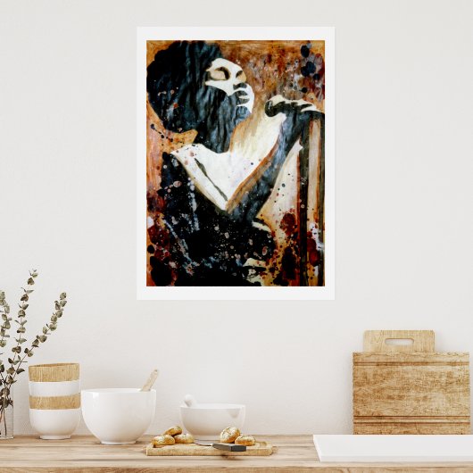 Blauwte in bruin groot Poster (Keuken)