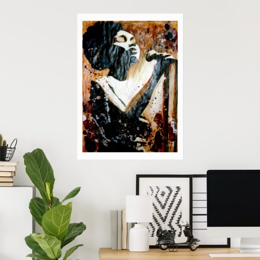 Blauwte in bruin groot Poster (Thuiskantoor)