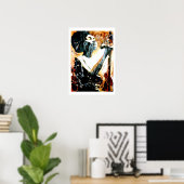 Blauwte in bruin Poster (Thuiskantoor)