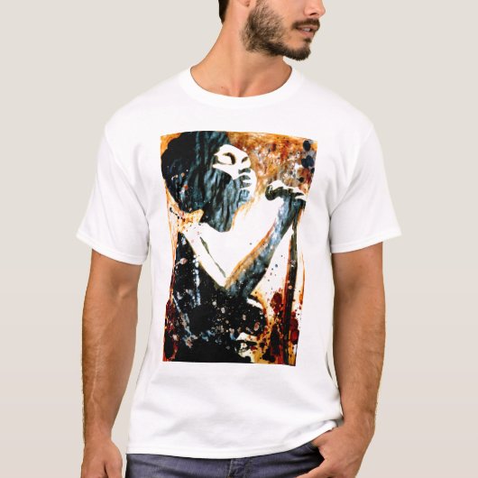 Blauwte in bruine T-shirt (Voorkant)