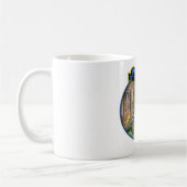 Blauwte op de mok van de Stoop-koffie met de opber (Links)