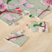 Blauwtevogel op Cherry Blossom Tree Legpuzzel (Zijkant)