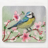 Blauwtevogel op Cherry Blossom Tree Muismat (Voorkant)