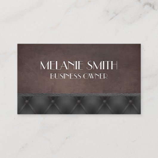 Blauwtextuurlederen sierstrip | Opgebouwd Visitekaartje (Voorkant)