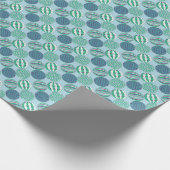 Blauwtinten balornamenten cadeaupapier (Hoek)