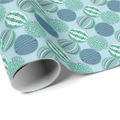 Blauwtinten balornamenten cadeaupapier (Rol Hoek)