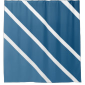 Blauwtinten: schuine strepen douchegordijn (Voorkant)