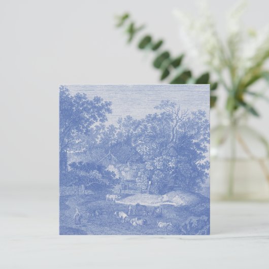 Blauwtoil de Jouy Frans Land Shabby Elegance Kaart (Staand voorkant)