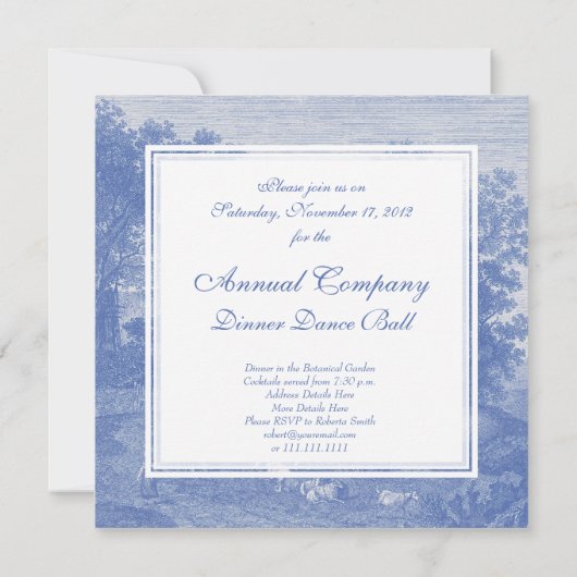 Blauwtoil de Jouy Frans Land Shabby Elegance Kaart (Achterkant)