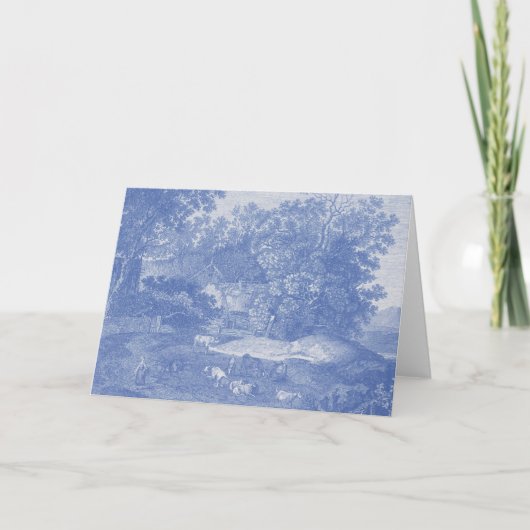 Blauwtoil de Jouy Frans Land Shabby Elegance Kaart (Voorkant)