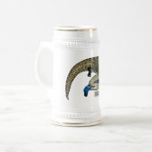 Blauwtongen cartoon illustratie bierpul (Voorkant links)