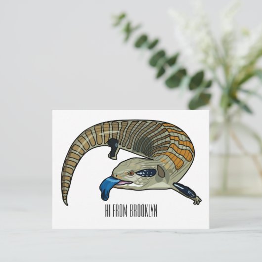 Blauwtongen cartoon illustratie briefkaart (Staand voorkant)