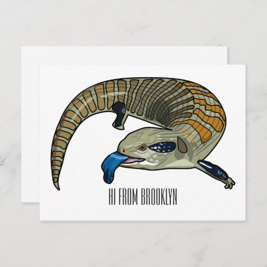 Blauwtongen cartoon illustratie briefkaart (Voorkant / Achterkant)