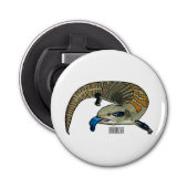 Blauwtongen cartoon illustratie button flesopener (Voorkant)