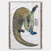 Blauwtongen cartoon illustratie deken (Voorkant Verticaal)