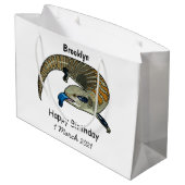 Blauwtongen cartoon illustratie groot cadeauzakje (Achterkant Gekanteld)