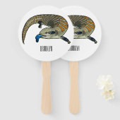 Blauwtongen cartoon illustratie handwaaier (Voorkant en achterkant)