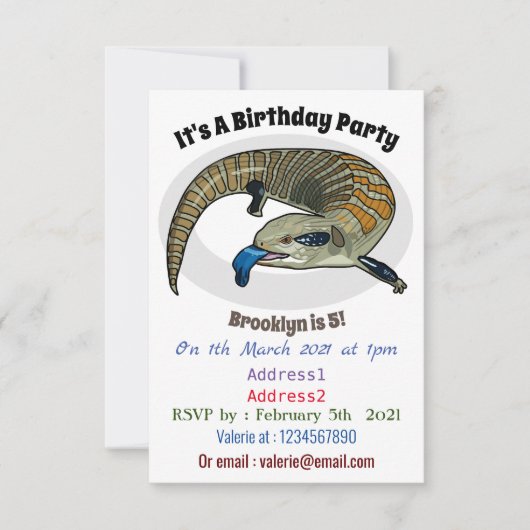 Blauwtongen cartoon illustratie kaart (Voorkant)