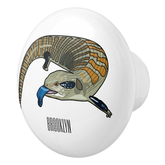 Blauwtongen cartoon illustratie keramische knop (Rechts)