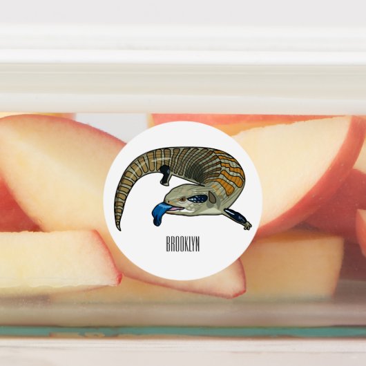 Blauwtongen cartoon illustratie labels (Aangebracht)