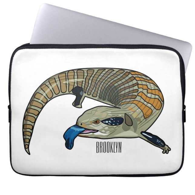 Blauwtongen cartoon illustratie laptop sleeve (Voorkant)