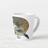 Blauwtongen cartoon illustratie latte mok (Rechterhoek)