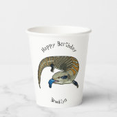 Blauwtongen cartoon illustratie papieren bekers (Achterkant)