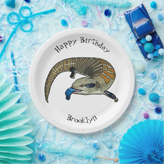 Blauwtongen cartoon illustratie papieren bordje (Feest)