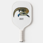 Blauwtongen cartoon illustratie pickleball paddle (Achterkant)