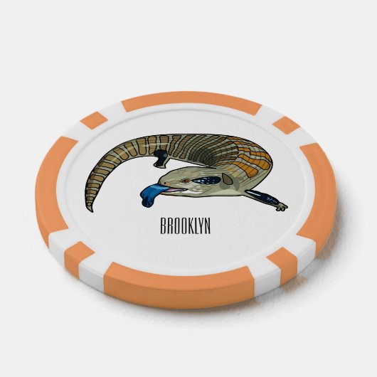 Blauwtongen cartoon illustratie poker chips (Enkel)