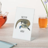 Blauwtongen cartoon illustratie reclamebord met voetstuk (Insitu)