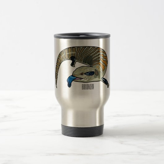 Blauwtongen cartoon illustratie reisbeker (Center)