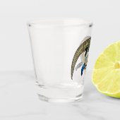 Blauwtongen cartoon illustratie shot glas (Links)