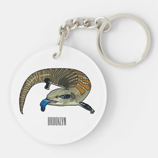 Blauwtongen cartoon illustratie sleutelhanger (Achterkant)