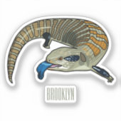 Blauwtongen cartoon illustratie sticker (Voorkant)