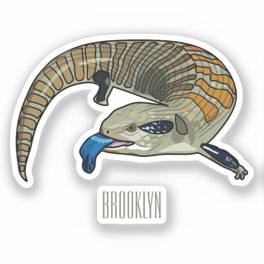 Blauwtongen cartoon illustratie sticker (Voorkant)