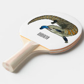 Blauwtongen cartoon illustratie tafeltennisbatje (Voorkant Gekanteld)