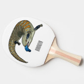 Blauwtongen cartoon illustratie tafeltennisbatje (Zijkant)
