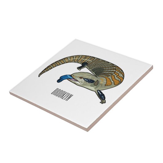 Blauwtongen cartoon illustratie tegeltje (Zijkant)