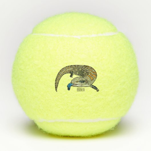 Blauwtongen cartoon illustratie tennisballen (Voorkant)