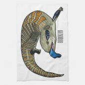 Blauwtongen cartoon illustratie theedoek (Verticaal)